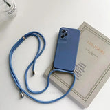 a blue phone case with a blue strap