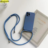 a blue phone case with a blue strap