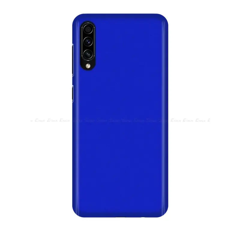 the back of a blue phone case