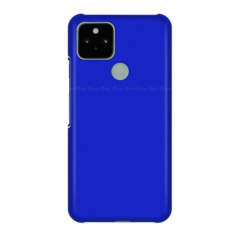 the back of a blue phone case