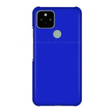 the back of a blue phone case