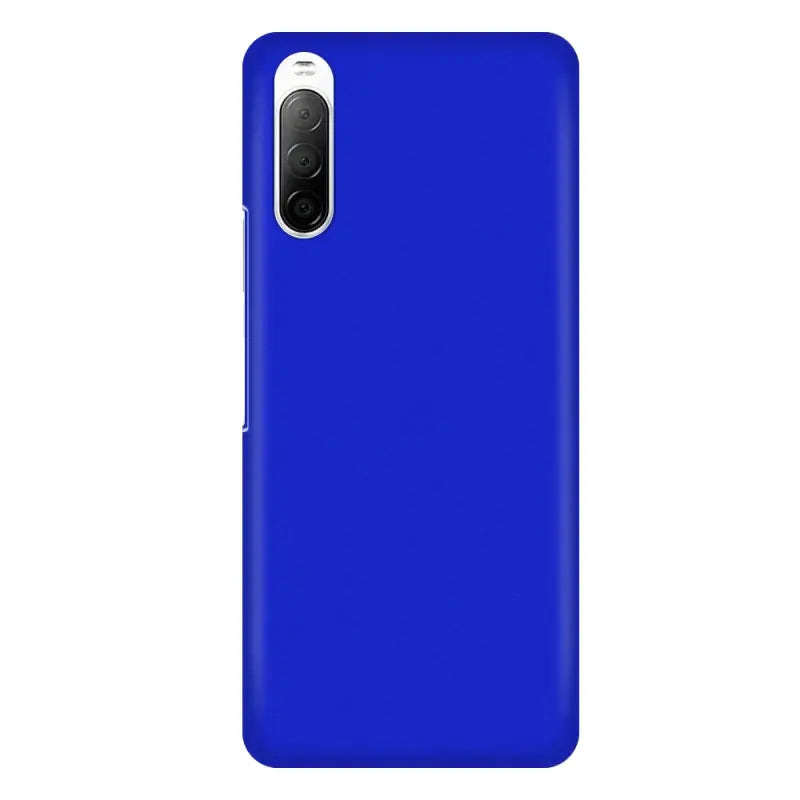 the back of a blue phone case