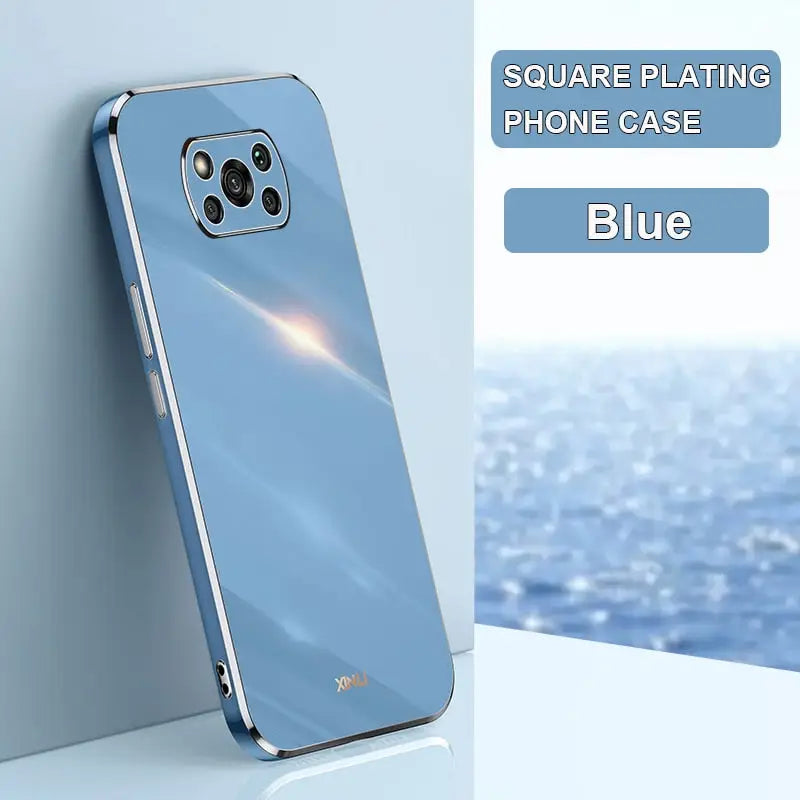 a blue phone case with a white background