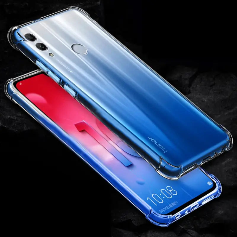 the back of a blue and red iphone case