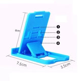a blue phone stand with a phone holder