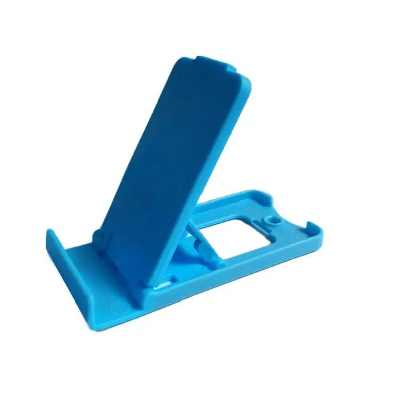 a blue phone stand with a white background