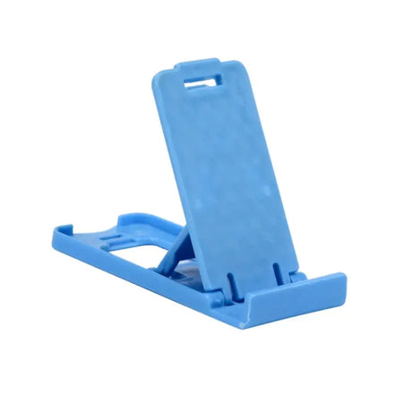 a blue phone stand with a white background