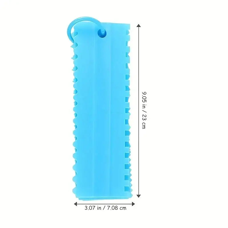 a blue plastic bottle opener with a handle
