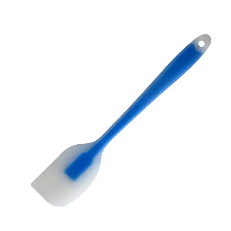 a blue plastic brush with a white handle