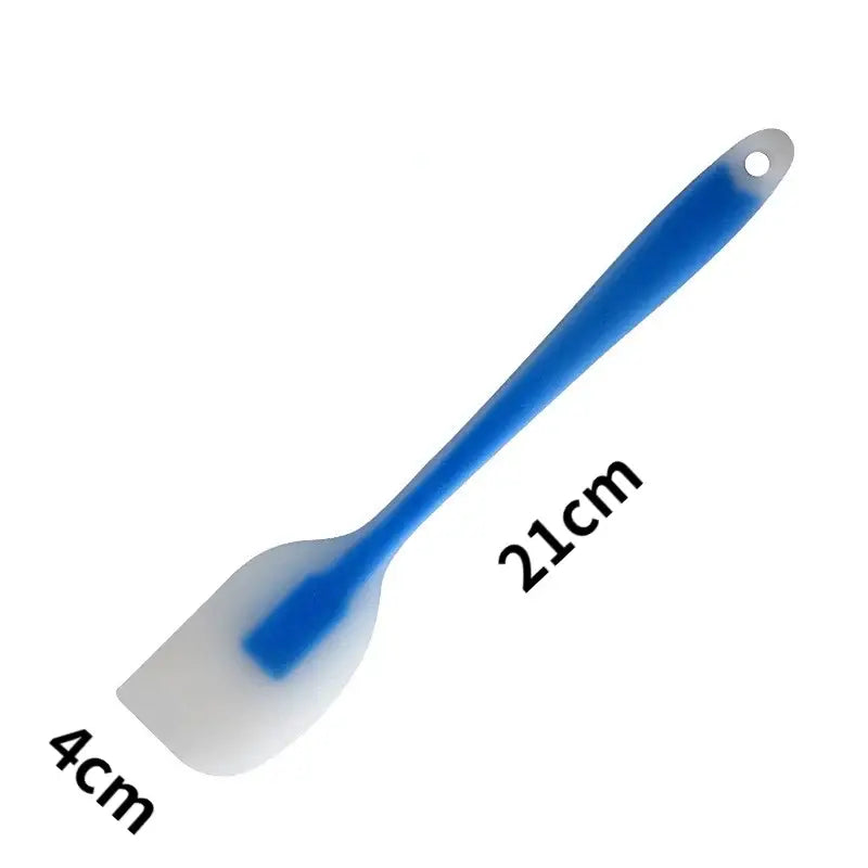 a blue plastic brush with a white handle
