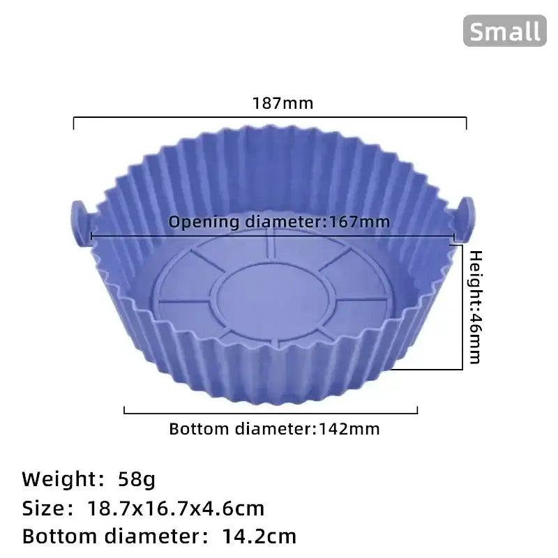 a blue plastic cupcake pan with a white background