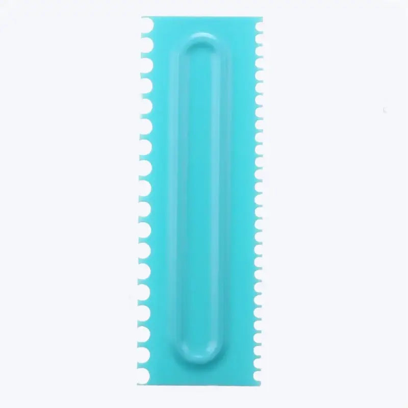 a blue plastic knife with a white handle