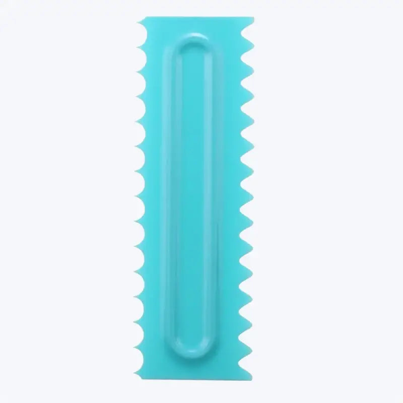 a blue plastic toothbrush with a tooth