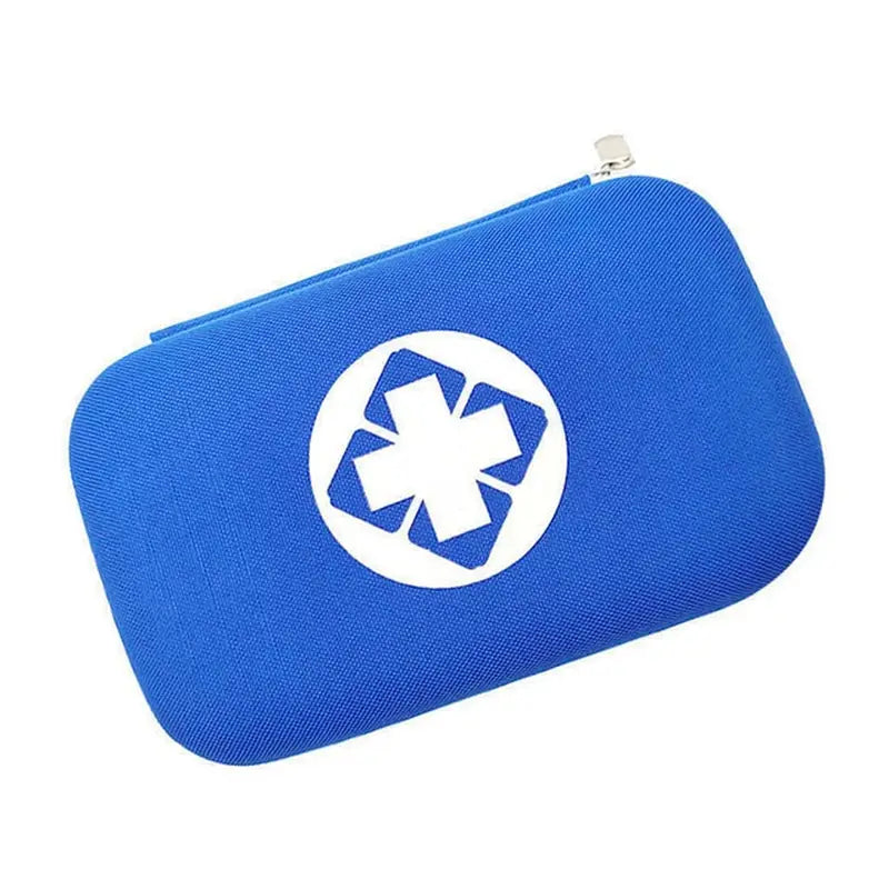 a blue case with a white logo on it