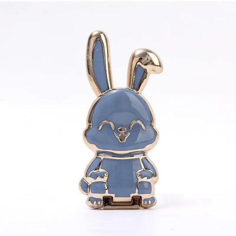 a blue enamel rabbit with a gold plated head