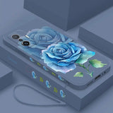 a blue rose phone case with a blue rose on it