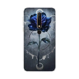 a blue rose with a crescent on it phone case