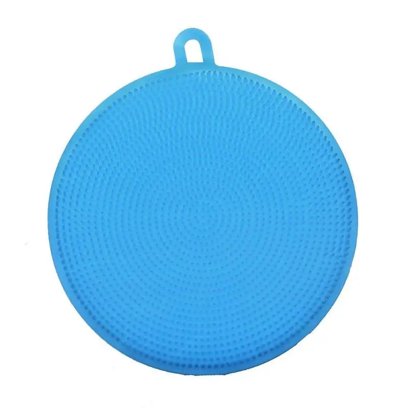 a blue plastic round dish cover