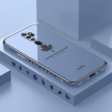 the back of a blue samsung phone case