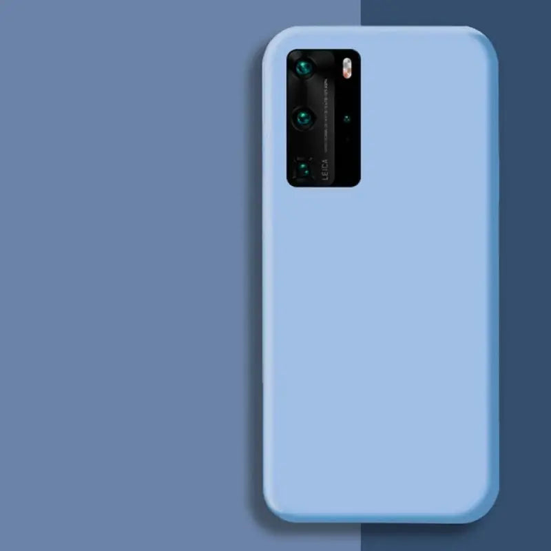 the back of a blue samsung phone