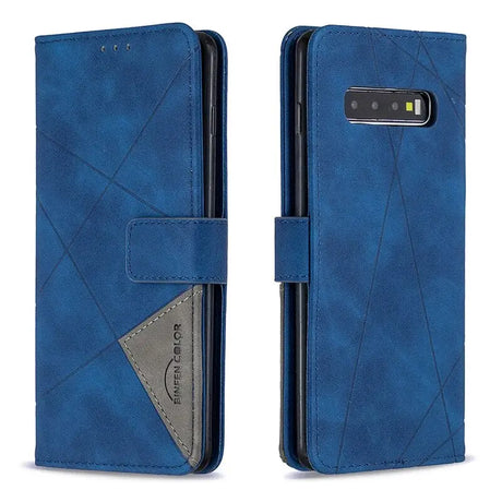 the back of a blue samsung s10 case