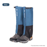 a pair of blue hiking gaiters
