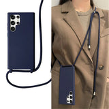 Blue smartphone case with an attached lanyard.