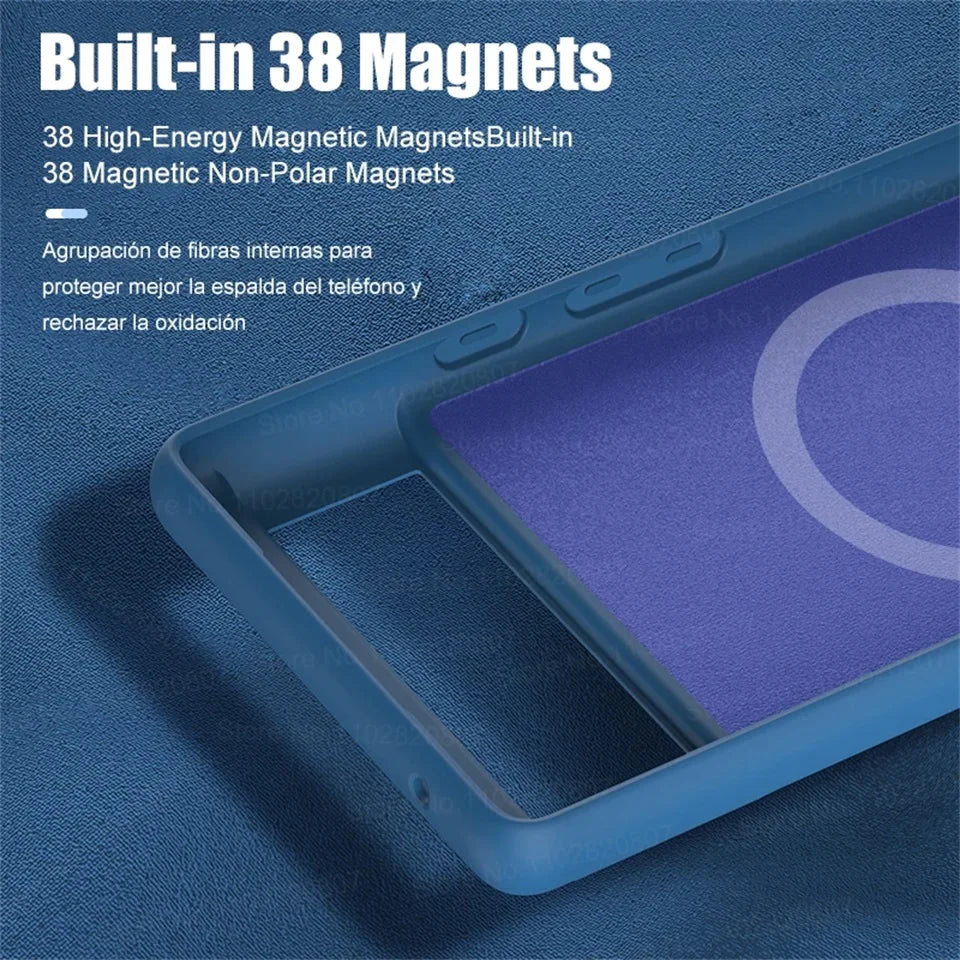 Luxury Magsafe Silicone Case For Google Pixel 8 7 6 Pro Magnetic Wireless Charging Shockproof Soft Cover