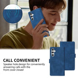 Blue smartphone case with a speaker hole design for convenient call answering.