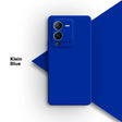 Blue smartphone with dual rear cameras.