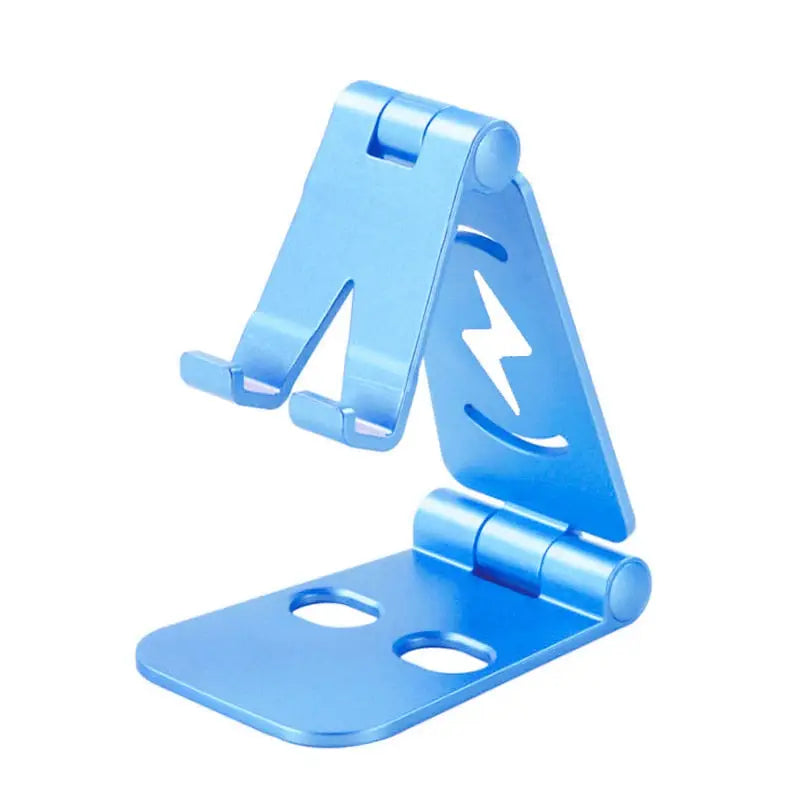 a blue metal stand with a white background
