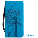 Blue tree leather wallet case for samsung s9