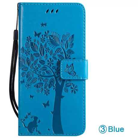 Blue tree leather wallet case for samsung s9