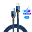 a blue cable with a white background
