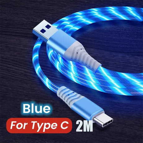 a close up of a blue cable connected to a usb cable