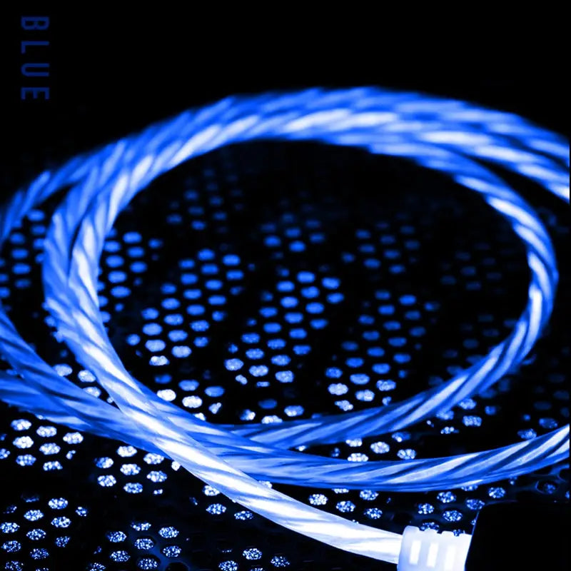 a blue and white led light cable