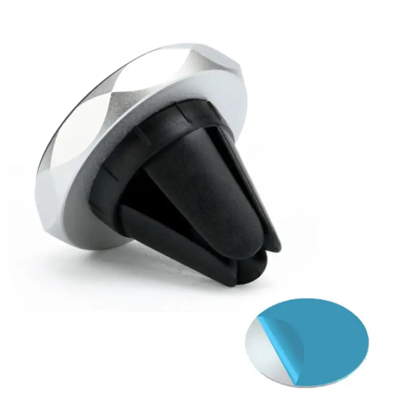 a blue and white ring with a black band