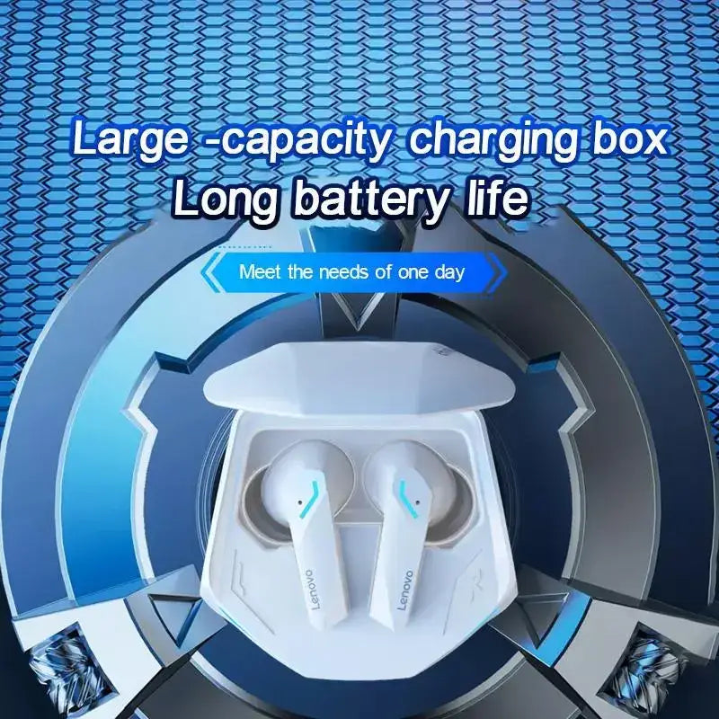 a blue and white robot with the words,’large capacity charging box long battery life ’