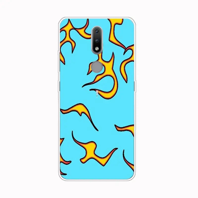 a blue and yellow pattern phone case