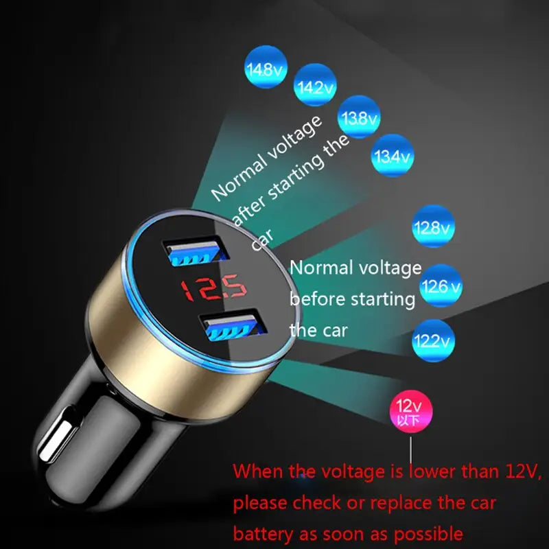 a bluetooth car charger with a red light