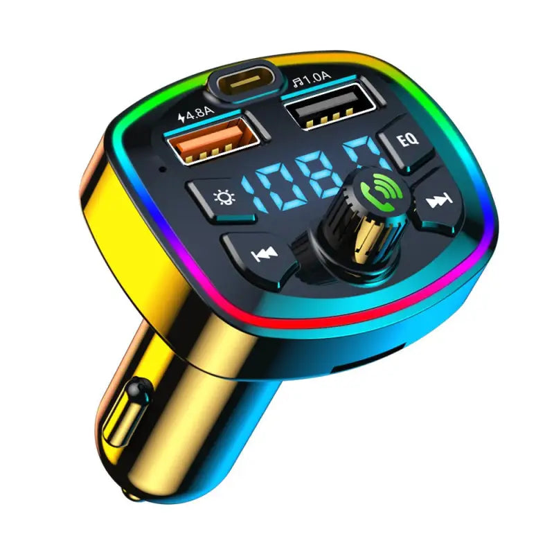 a bluetooth car charger with a colorful led