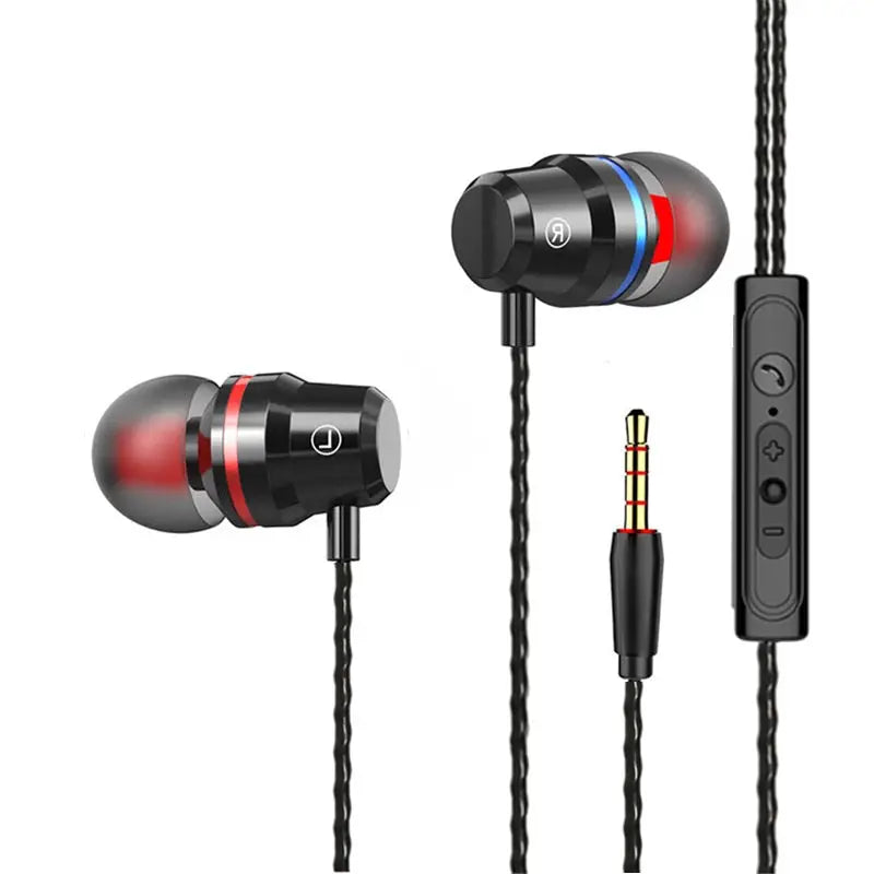 a pair of earphones with a cable