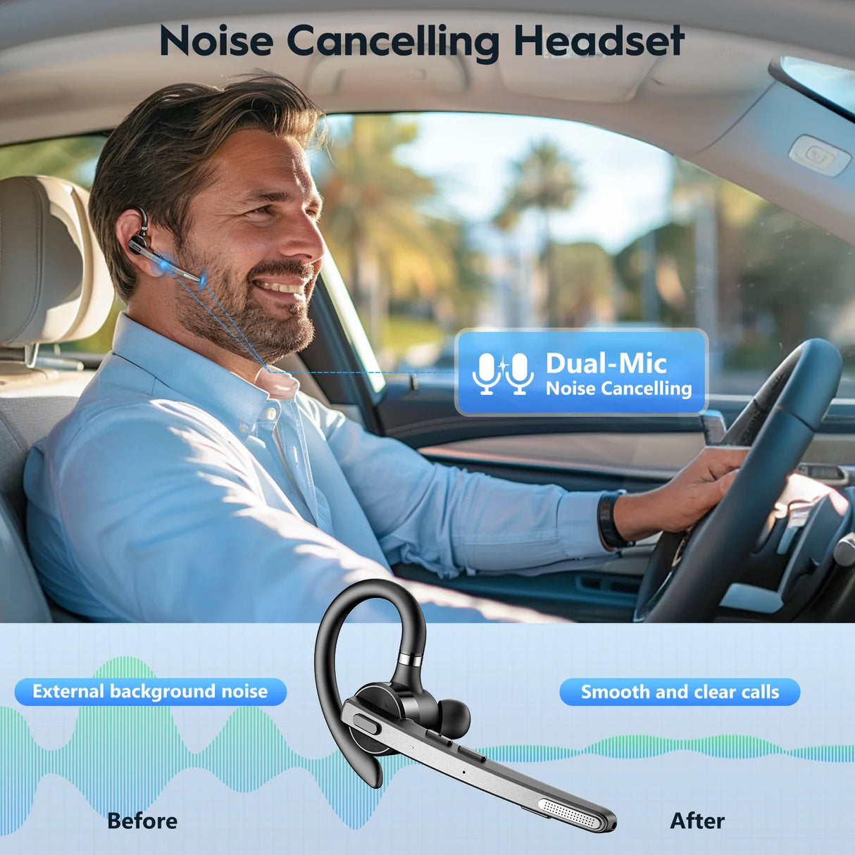 Noise-canceling Bluetooth headset.