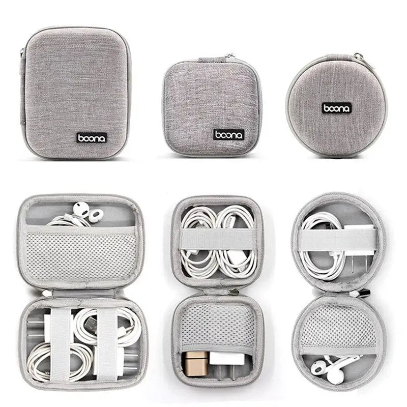 a set of four cases with cables and charging cords