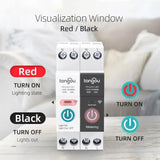 A box of red and black light bulbs