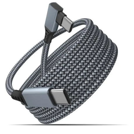 The braided usb cable is connected to an iphone