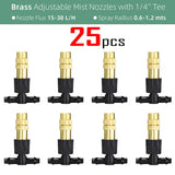 brass adjustable mist nozzles with 1 / 4 tee nozzle flush - pack of 6