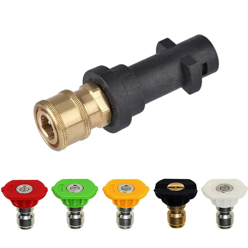 a brass fitting valve with four different colors