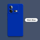 Bright blue smartphone case with dual camera lenses and a flash.