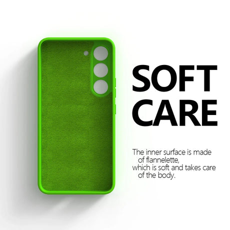 Bright green smartphone case with a soft flannelette interior.